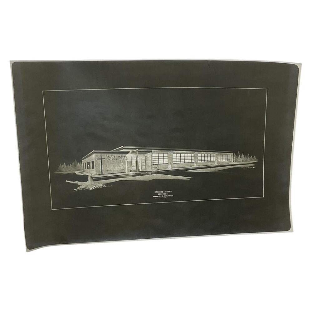 Vintage 1956 Saint Joseph Catholic School Architectural‎ Blueprint St Joseph MI